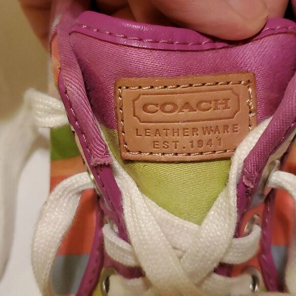 COACH BARRETT multi-colored striped lace up sneaker size 6B - Picture 8 of 9